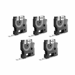 Set 5 Etichete industriale vinil 9mm x 5.5m negru alb DYMO ID1 18443 S0718581