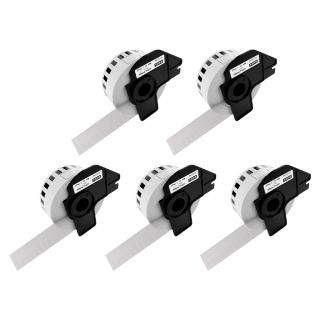 Set 5 Etichete inguste modul continuu DK-22210 albe 29mm x 30.48m suport plastic inclus compatibile Brother DK-22210 DK22210