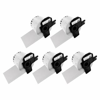 Set 5 Etichete modul continuu DK-22205 albe 62mm x 30.48m suport plastic inclus compatibile Brother DK-22205 DK22205