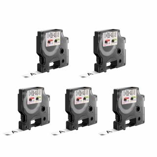 Set 5 Etichete standard  19mm x 7m negru alb  DYMO LabelManager D1 S0720830 45803