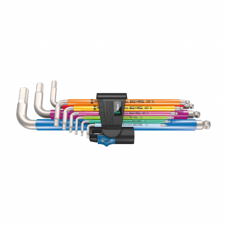 Set 9 x Chei imbus Wera 3950 Hex-Plus forma L protectie anticoroziva multicolor 05022699001