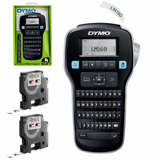 Set Aparat etichetat  DYMO LabelManager 160 si 1 x Banda originala DYMO  D1 12mm x 7m negru alb S0946320 S0720530