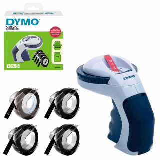 Set Aparat etichetat DYMO Omega si in total 4 role etichete 3D embosabile 520109 2174605BKC