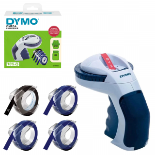 Set Aparat etichetat DYMO Omega si in total 4 role etichete 3D embosabile DY12748 2174605BLC