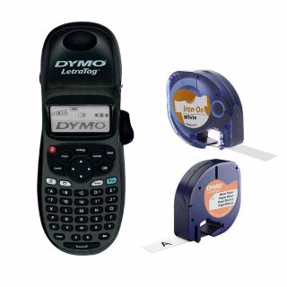 Set Imprimanta termica portabila  DYMO LetraTag  LT-100H Black Edition ABC etichete haine DYMO LetraTag Iron-On si o banda hartie