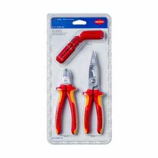 Set KNIPEX, 3 x scule electricieni, testat VDE 1000 V, lucrari sub tensiune, 160-200mm 003130BKV01