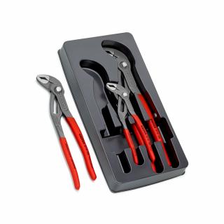 Set Knipex Cobra High-tech, 3 x cleste reglabil, pentru instalatori, dispozitiv autoblocare, manere multicomponente, 180-300 mm, 002009V02