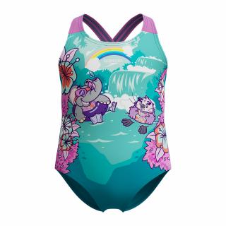 Costum inot fete Speedo Printed Crossback albastru