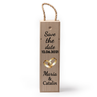 Cutie de vin personalizata cu model SAVE THE DATE cu o poza si text