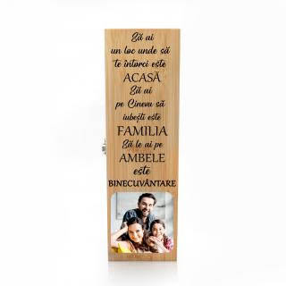 Cutie de vin personalizata Premium cu model cu poza si text Familia