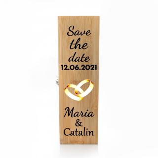 Cutie de vin personalizata Premium cu model SAVE THE DATE cu o poza si text