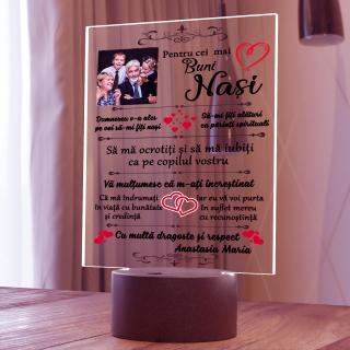 Lampa 3D luminoasa personalizata cu poza si text Pentru Nasi