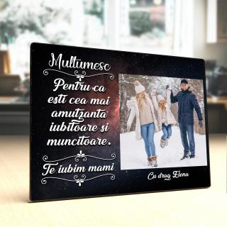 Placheta Personalizata lemn Multumesc pentru tot mama O poza si text