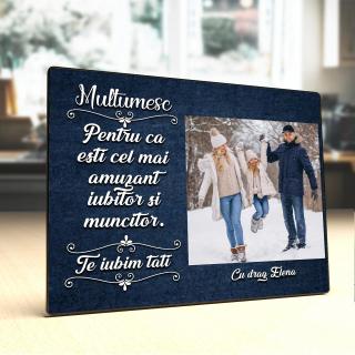 Placheta Personalizata lemn Pentru Tata O poza si text