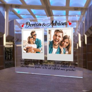 Placheta Plexiglas Premium personalizabila cu 2 poze si text