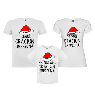 Set 3 tricouri personalizate cu modelul   Primul Craciun impreuna