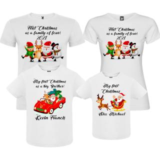 Set 4 tricouri personalizate First Christmas as a family
