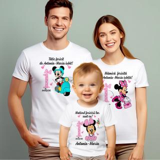 Set de 3 tricouri aniversare personalizate model Minnie