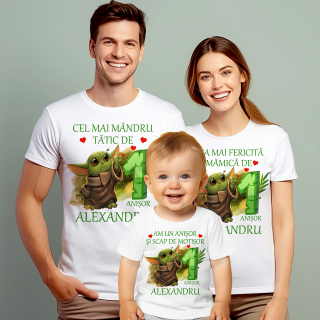 Set de 5 tricouri personalizate pentru nasi, parinti si copil BABY YODA