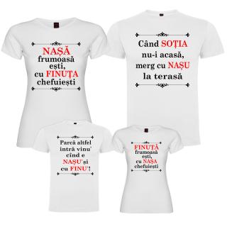 Set tricouri personalizat cu textul   Parca altfel intra vinul cand e nasul si cu finul