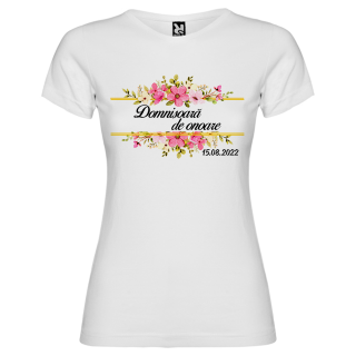 Tricou personalizat Domnisoara de onoare model floral 2