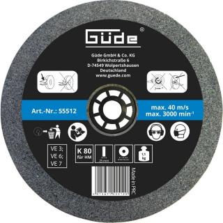 Disc abraziv pentru polizor de banc Gude 55512, O175x25x32 mm, granulatie K80