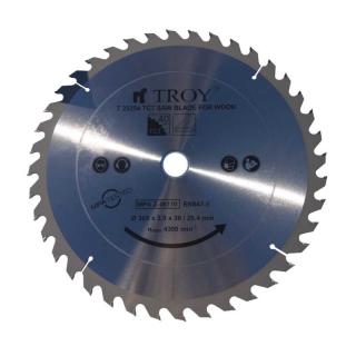 Disc pentru fierastrau circular, taiere lemn Troy 25206, O255 x 30 25.4 mm, 60 dinti