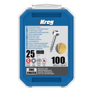 Set holtsuruburi pentru gauri in lemn Kreg SPS-C1-100, O8x25 mm, 100 bucati