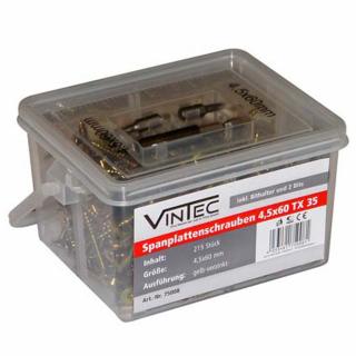 Set suruburi Torx cu cap plat pentru lemn Vintec 75008, O4x60 mm, 215 piese