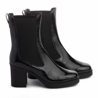 Botine piele 627 negru lac