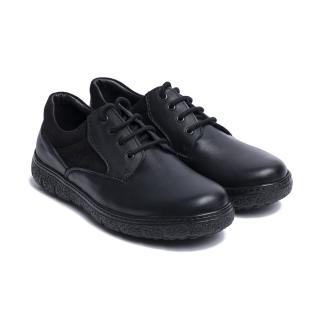 Pantofi casual din piele naturala 1020 Negru