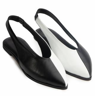 Pantofi piele naturala 035 negru-alb