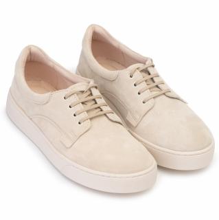 Pantofi piele naturala 521 bej velur