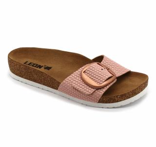 Papuci din piele naturala Leon 4020 Rose