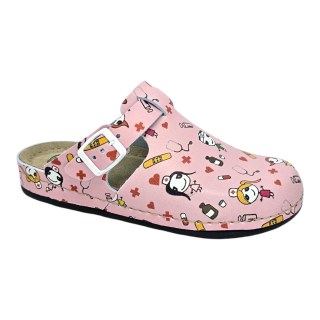 Saboti piele naturala Dr.Feet 1014 med-pink