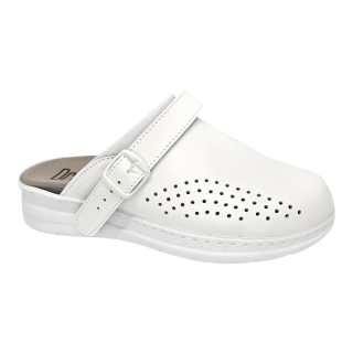 Saboti piele naturala Dr.Feet 5046 alb - talonet detasabil