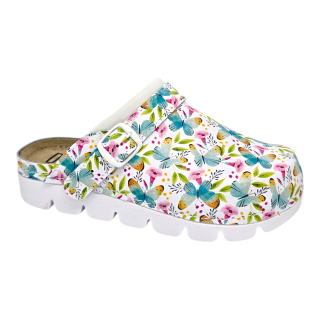 Saboti piele naturala Dr.Feet 9010 fluturi