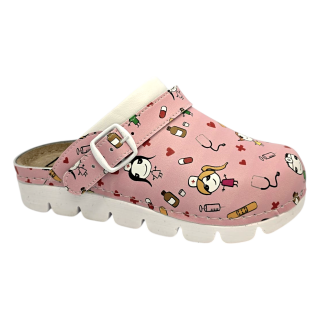 Saboti piele naturala Dr.Feet 9010 med-pink
