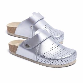 Saboti piele V-009 argintiu