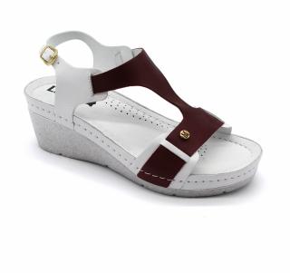 Sandale confortabile 1010 Alb cu Bordo