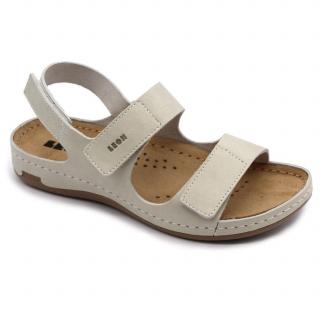 Sandale confortabile Leon 966 alb-ivory