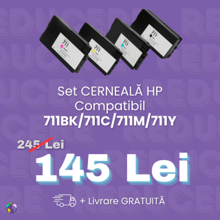 Set Cartuse Compatibile HP711xl BCMY Pachet 4 Culori cu Transport Gratuit