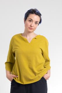 Bluza Casual din Bumbac cu Croi Modern si Maneci 3 4 - Lime