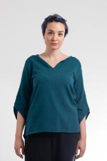 Bluza Casual din Bumbac cu Croi Modern si Maneci 3 4 - Teal