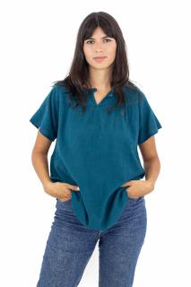 Bluza cu maneca scurta si un nasture - Teal