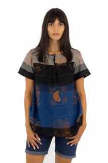 Bluza din bumbac cu maneca scurta - Bleumarin