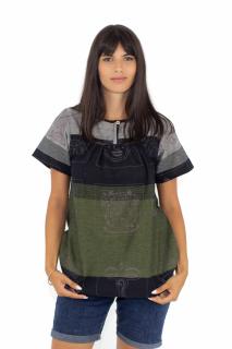 Bluza din bumbac cu maneca scurta - Verde