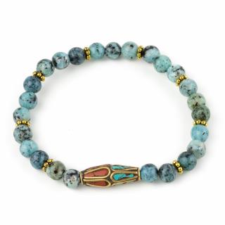 Bratara Fixa cu Detalii Aurii si Piatra Centrala Decorativa - African Turquoise