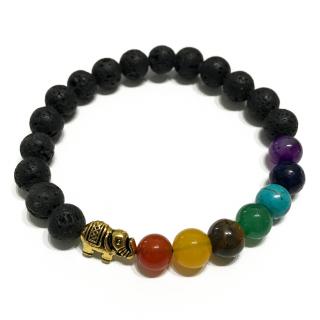 Bratara Lava Stone - 7 Chakre si Talisman Elefant