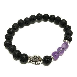 Bratara Lava Stone - Pietre Semipretioase Amestit si Talisman Peste